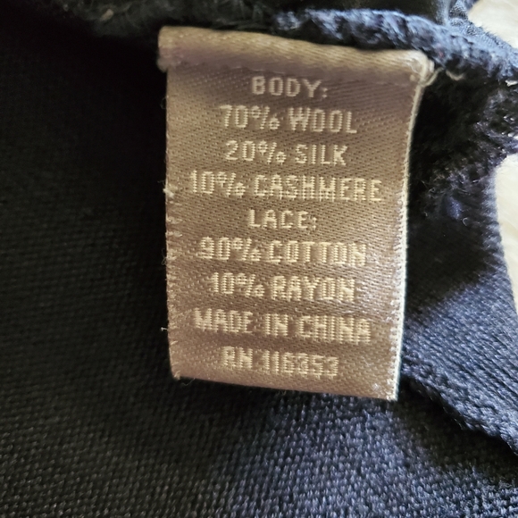 Lela Rose Navy Blue Lace and Cashmere Blend Sweater Size Small - Picture 9 of 12